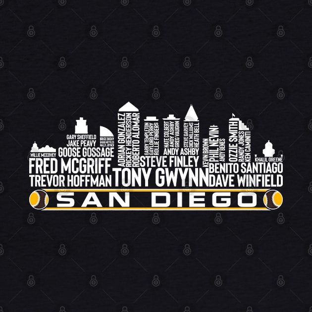 San Diego Baseball Team All Time Legends, San Diego City Skyline by Legend Skyline